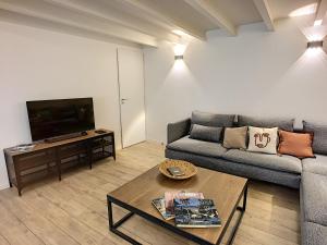 TV a/nebo společenská místnost v ubytování Maison Luxe 4 chambres - Patio - Climatisation - 10 minutes à pied du Pont d'Avignon