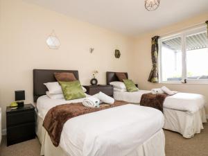 a bedroom with two beds and a window at Valley Lodge 52 in Callington +29 photos