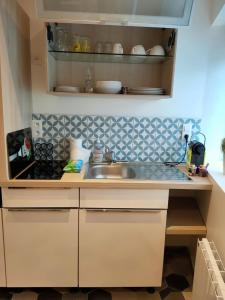 a kitchen with a sink and a counter top at Le125 in Saultain