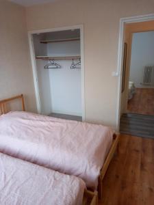 a bedroom with a bed and a closet at L'escale champenoise , wifi garage parking privè gratuit in Chalons en Champagne