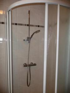 a shower with a shower head in a bathroom at Séjour à la campagne pour 6 in Commequiers