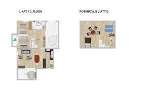 Půdorys ubytování GOLDEN HOPE 4+1 APARTMENT KRK