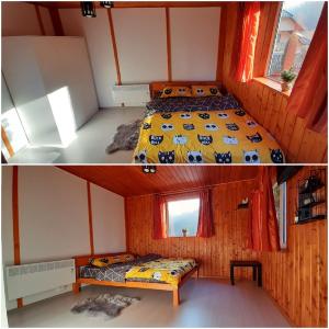 Giường trong phòng chung tại Casuta dintre brazi - Valea Doftanei - 2 camere