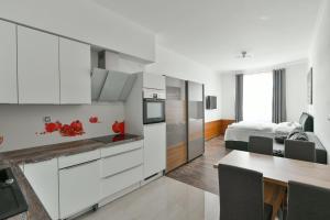 Kuchyňa alebo kuchynka v ubytovaní Apartmány Na Náměstí 85