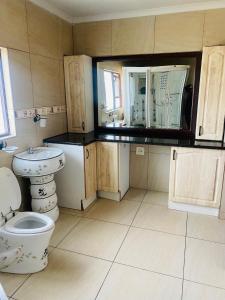 a bathroom with a toilet and a sink at Airport Doozy Guest House in Kempton Park