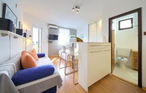 ein Wohnzimmer mit einem Sofa und einer Küche in der Unterkunft Studio Apartment Vesna in Krk