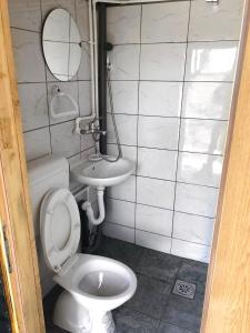 uma casa de banho com um WC e um lavatório em Etno kuća Milidrag em Foca