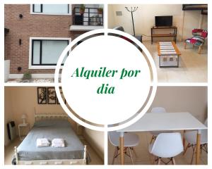 a collage of photos of a room with a bed and a table at El Oasis in Saladillo +3 photos