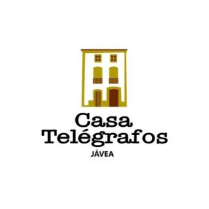 un logo di una società immobiliare con un edificio di Casa Telégrafos a Jávea