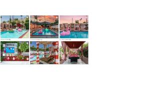een collage van foto's van een zwembad in een resort bij Float Palm Springs - Adults Only in Palm Springs