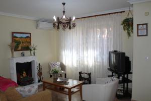 salon z kanapą i telewizorem w obiekcie Alojamiento La Olmedana w mieście Olmedo