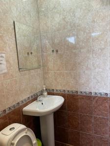 a bathroom with a sink and a toilet at Hotel Milana in Orenburg