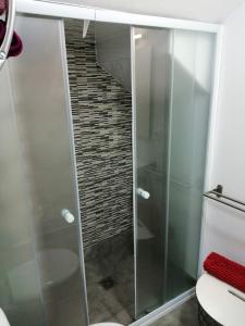 a shower with a glass door in a bathroom at Casa Epi - Encantador apartamento en el centro de Granada - Barrio Realejo in Granada +13 photos