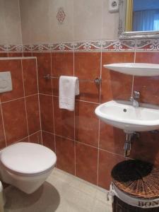 ein Badezimmer mit Toilette und Waschbecken in der Unterkunft Badhotel Zeecroft in Wijk aan Zee