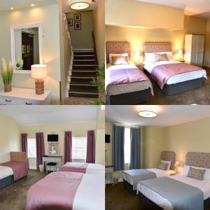 two pictures of a hotel room with two beds at Befani's Mediterranean Restaurant & Townhouse in Clonmel