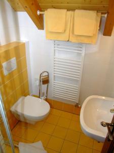 y baño con aseo y lavamanos. en Penzion Úsmev en Arnutovce