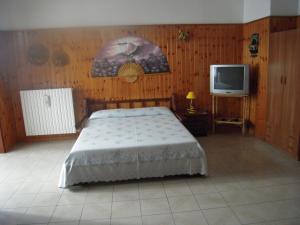 1 dormitorio con 1 cama y TV en Dream Beach Salento, en Porto Cesareo