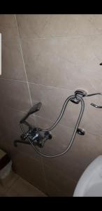 a shower hose is attached to the wall of a bathroom at Guest House Dodo in Stepantsminda