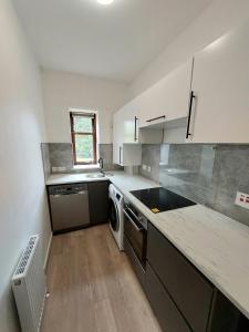 a kitchen with a sink and a dishwasher at Modern & Bright, G/F, 1BR APT. Real Hidden Gem in Hamilton