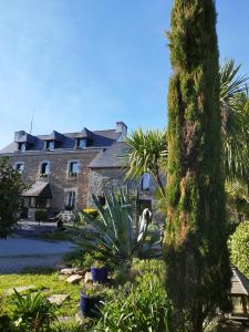 a house with a palm tree in front of it at Les 3 Koïs in Riec-sur-Bélon