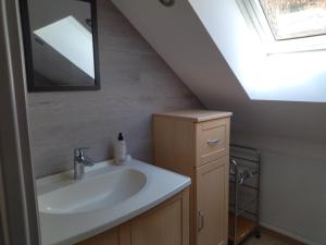 a bathroom with a sink and a mirror at Le logis aux digitales in La Croix-aux-Mines