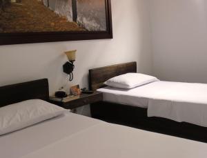 Ein Bett oder Betten in einem Zimmer der Unterkunft Hotel Houston