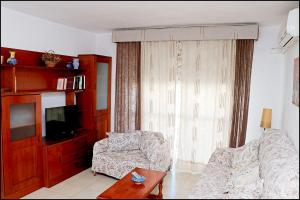 a living room with a couch and a tv at Apartamento El Carmen in Barbate