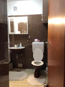 ein Bad mit einem WC und einem Waschbecken in der Unterkunft Studio apartma Franca in Umag
