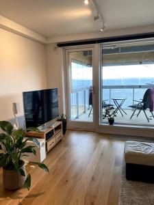 Televízia a/alebo spoločenská miestnosť v ubytovaní Royal Skir apartment sea view