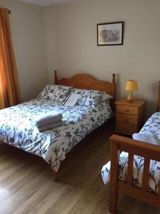 1 dormitorio con cama y mesita de noche con cama sidx sidx en Church View B&B, en Ballycastle