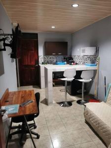 - une cuisine avec une table et des chaises dans la chambre dans l'établissement Apartamento una habitación, à San Isidro de El General