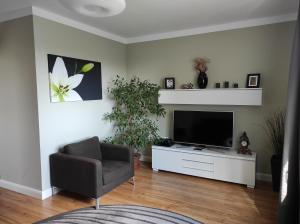 un soggiorno con TV e sedia di DoMo apartment a Středokluky