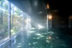 um quarto com uma piscina de água ao lado de uma janela em Tsukasa Royal Hotel em Tamana