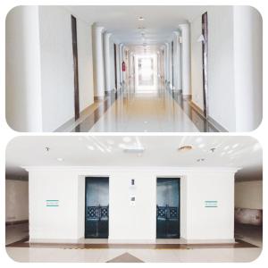 two pictures of a hallway in a building at Sutera Inn Prima Hotel in Kota Bharu