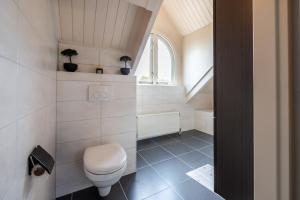 ein kleines Badezimmer mit Toilette und Fenster in der Unterkunft Bandol 186 - Kustpark Village Scaldia in Hoofdplaat