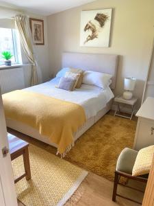 トゥルーロにあるStunning ANNEXE 1 luxury bedroom, eating area & bathroom only!のベッドルーム1室(大型ベッド1台、黄色い毛布付)