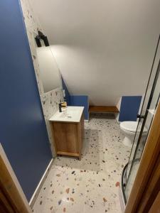 a bathroom with a sink and a toilet at Korbielówka in Korbielów