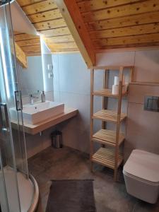 y baño con lavabo y aseo. en Riviera Lipno 415, en Lipno nad Vltavou