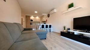 un soggiorno con divano e TV a schermo piatto di Elite Residence 2C a Portimão