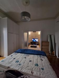 een slaapkamer met een groot bed en een tv. bij Arman Group Arya in Athene