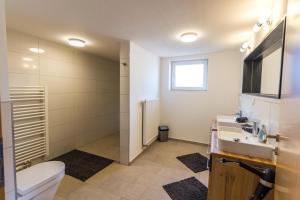 a bathroom with a toilet and a sink at Ferienwohnung Franz in Waltenhofen