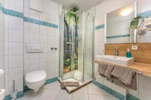 Un baño con ducha, inodoro y lavabo. en Thermen Appartements Gabriela, en Bad Krozingen 41 fotos más