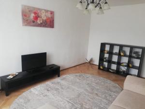 a living room with a couch and a table at Apartament Dodo in Cluj-Napoca