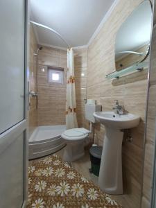 a bathroom with a sink and a toilet and a tub at Pensiunea Marydor in Gârda de Sus +98 photos