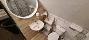a bathroom with a toilet and a sink and a mirror at Gościniec Na Brzyzku in Białka Tatrzańska +53 photos