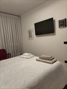 Schlafzimmer mit einem Bett und einem Flachbild-TV an der Wand in der Unterkunft B&B G&G in Verona