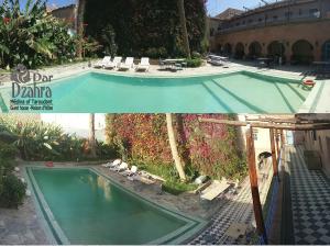 duas fotografias de uma piscina num edifício em Riad Dar Dzahra em Tarudante