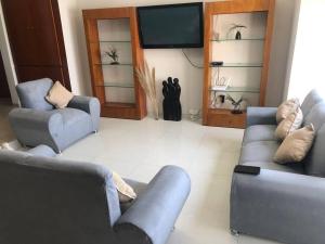 Posezení v ubytování 8pers -6camas AC -Alberca-Playa 3min Playas Vicente fox