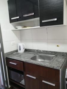 a kitchen with a sink and a counter top at DEPARTAMENTO ESTUDIO FULL EQUIPADO WIFI CERCA A TODO LIMA in Lima