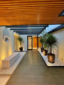 a hallway with potted plants in a building at HIDALGO 119 - TERRAZA Y SUITES in Zacatecas